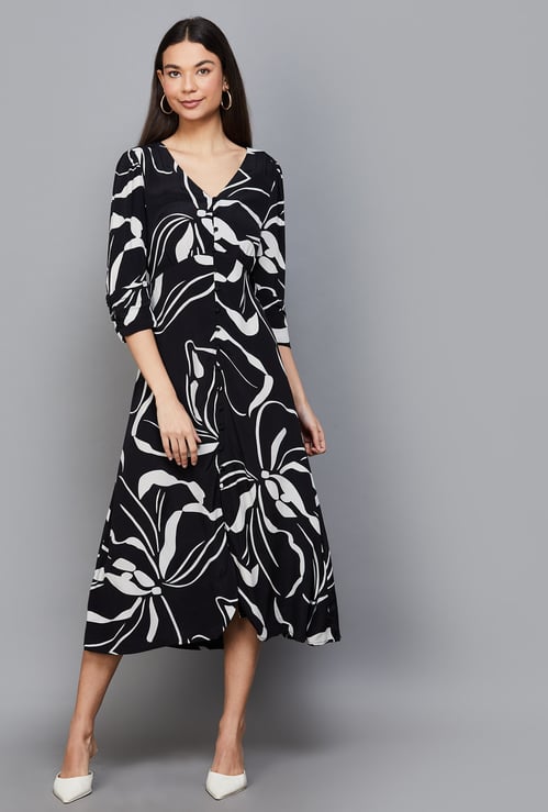 VERO MODA Abstract Print Midi Dress