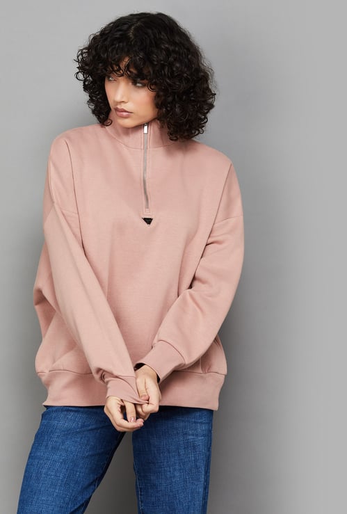 RAREISM Solid Quarter Zip Sweatshirt