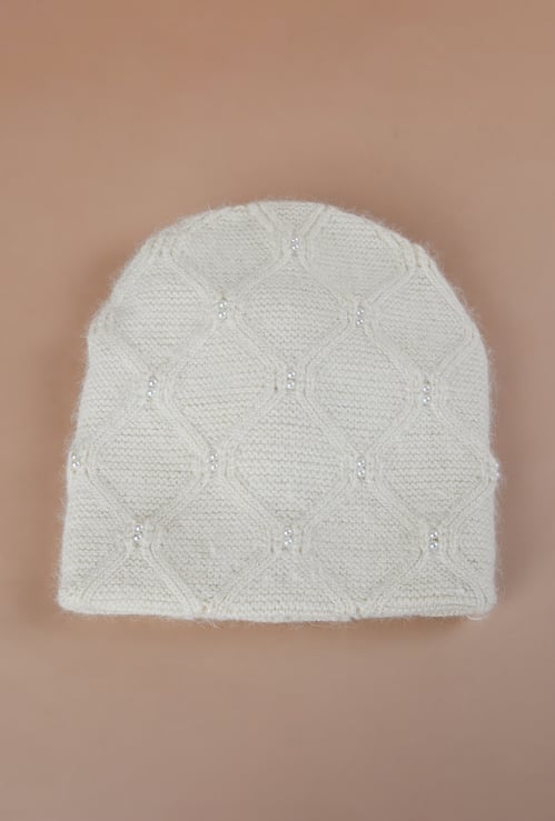 FAME FOREVER Pearl Embellished Beanie