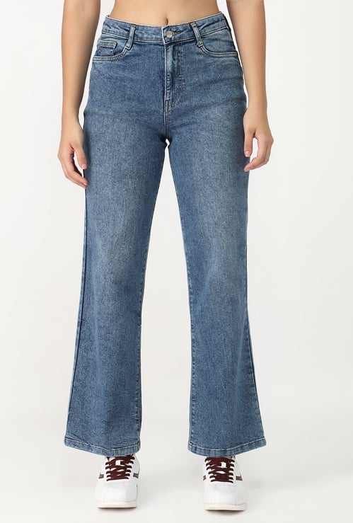 KRAUS Washed Wide Leg Jeans