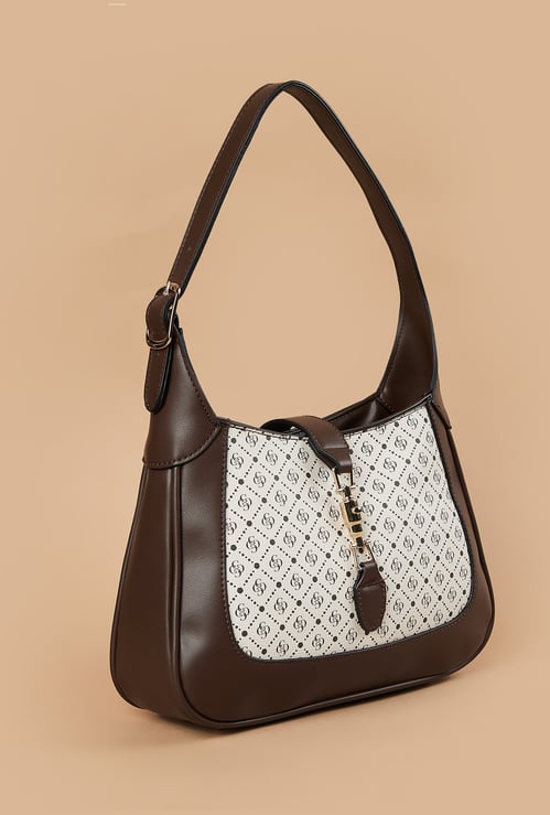 CODE Monogram Print Shoulder Bag