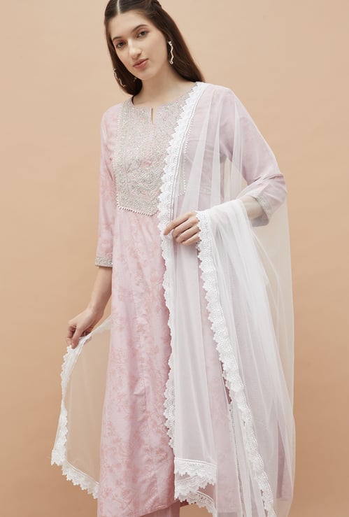 MELANGE Lace Border Dupatta