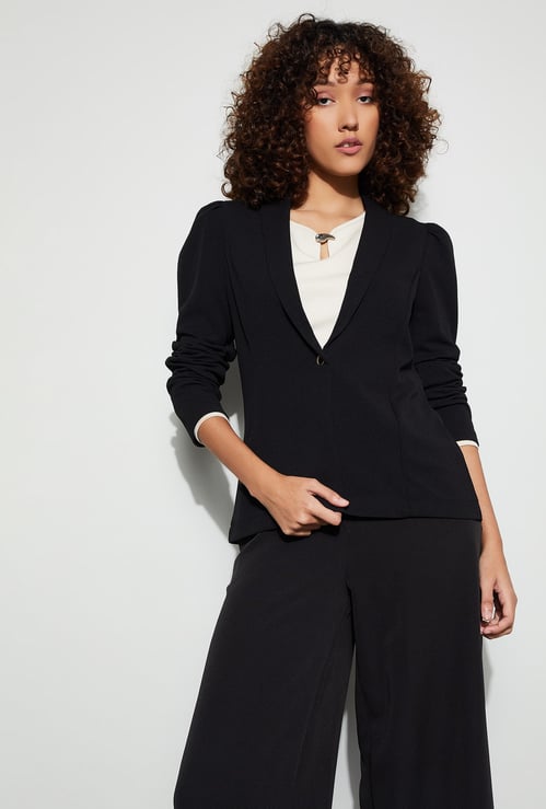 CODE Solid Single-Breasted Blazer