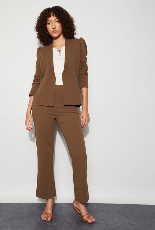 CODE Solid Single-Breasted Blazer