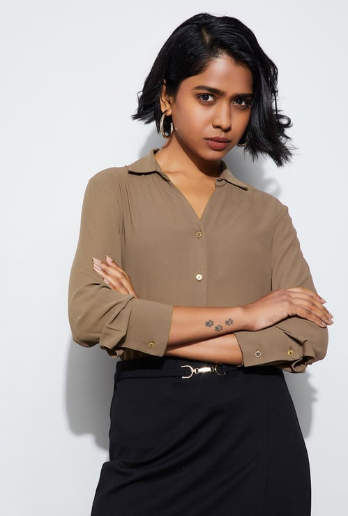 CODE Solid Full Sleeves Shirt