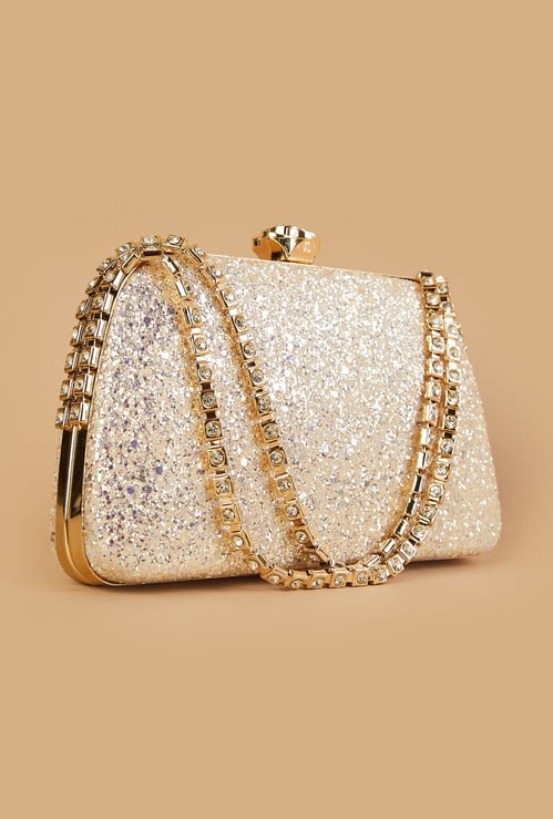 CODE Embellished Box Clutch