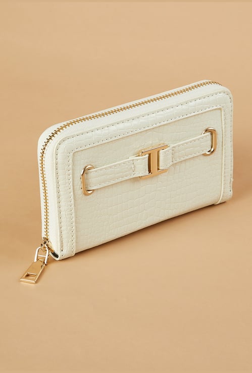 GINGER Croc Embossed Zip-Around Wallet