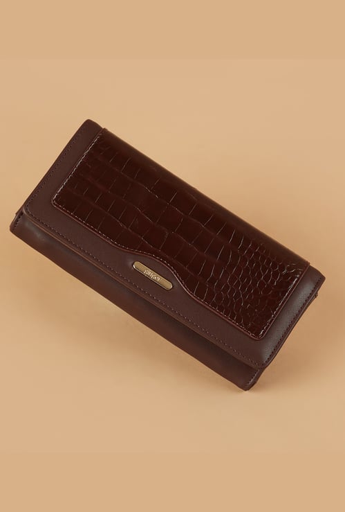 GINGER Croc Embossed Flap Wallet