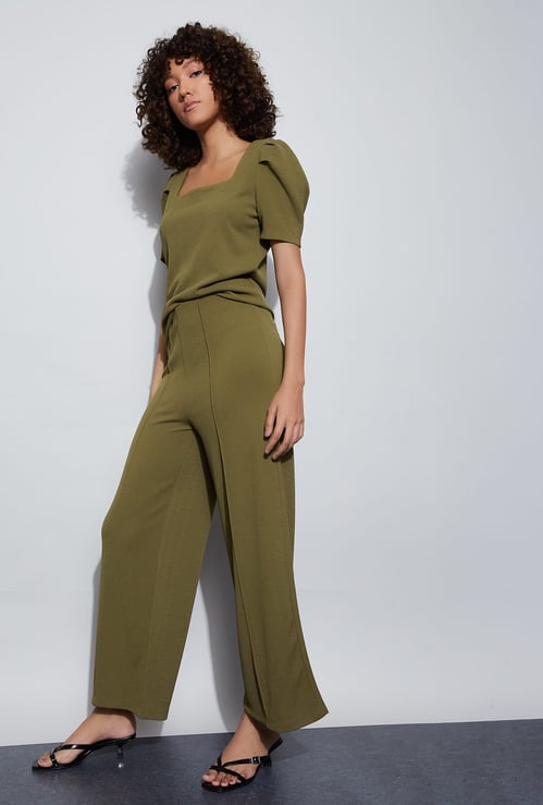 CODE Pintuck Wide-Leg Trousers