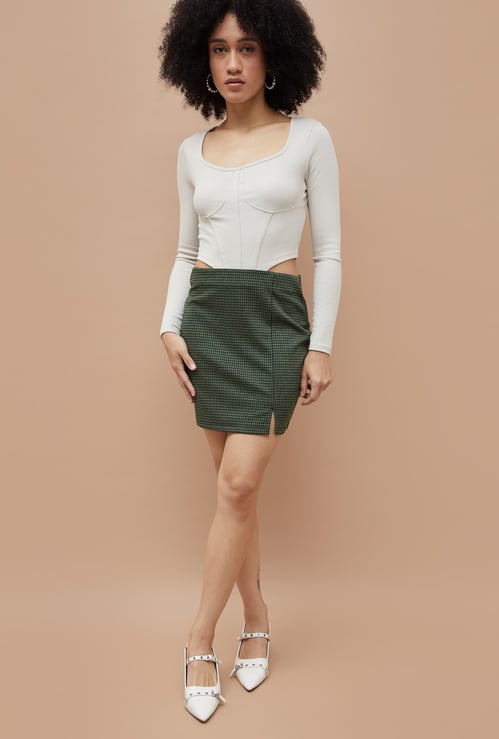 GINGER Houndstooth Mini Skirt
