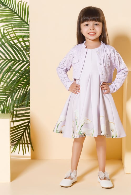 PEPPERMINT Girls Floral Print A-line Dress with Jacket
