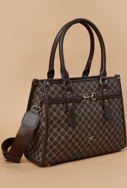 CODE Geometric Print Handheld Bag
