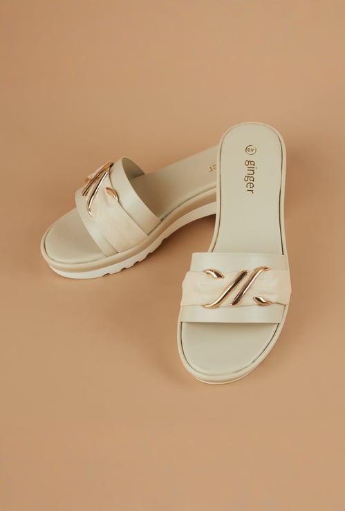 GINGER Metal Accent Platforms Sandals