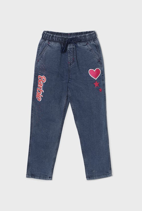 KIDSVILLE Girls Barbie Applique Jeans
