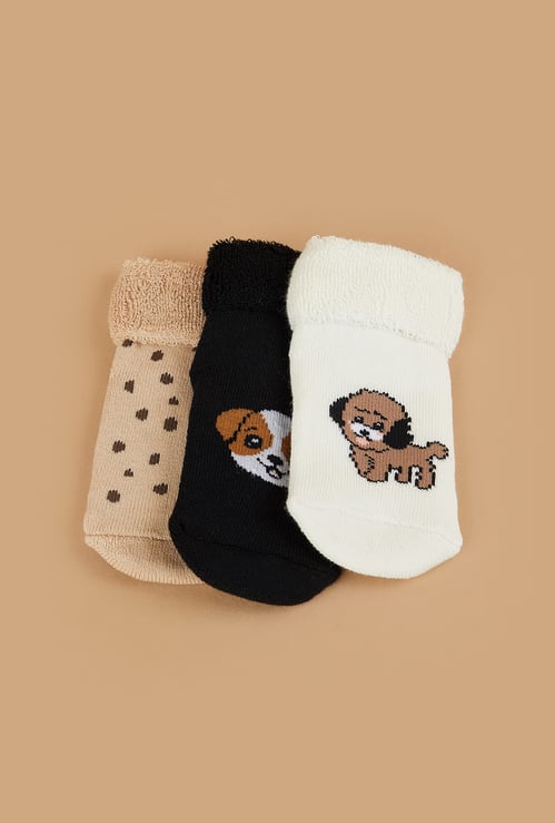 FAME FOREVER Boys Dog Character No Show Socks - Pack of 3