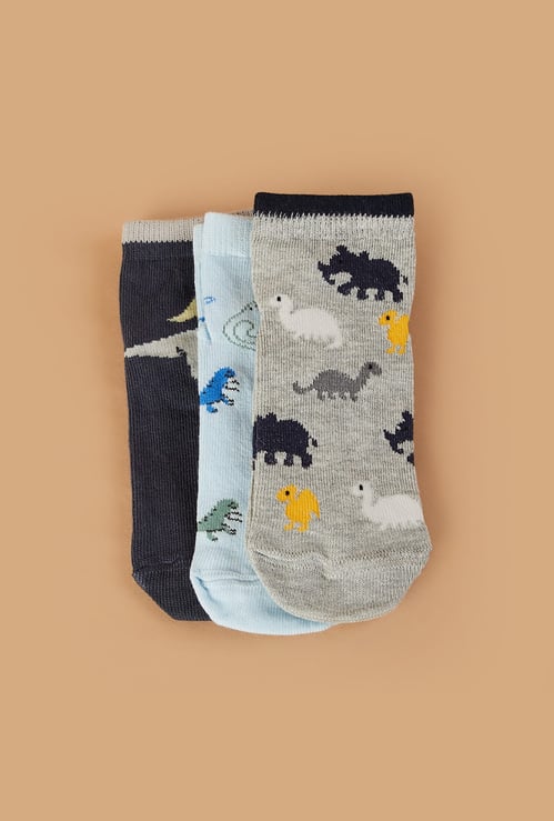 FAME FOREVER Boys Dino Pattern Socks - Pack of 3