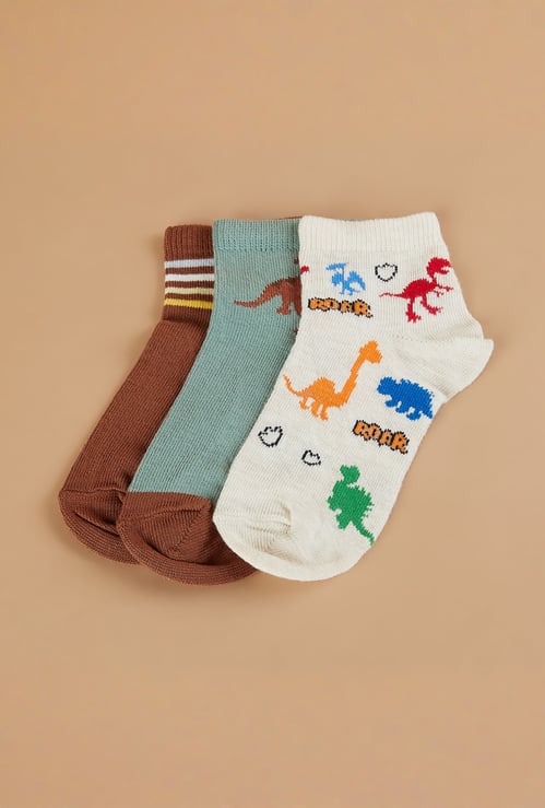 FAME FOREVER Boys Patterned Ankle-length Socks - Pack of 3