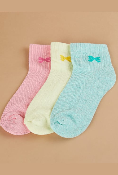 FAME FOREVER Girls Assorted Ankle Length Socks - Pack of 3