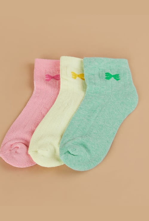 FAME FOREVER Girls Assorted Ankle Length Socks - Pack of 3