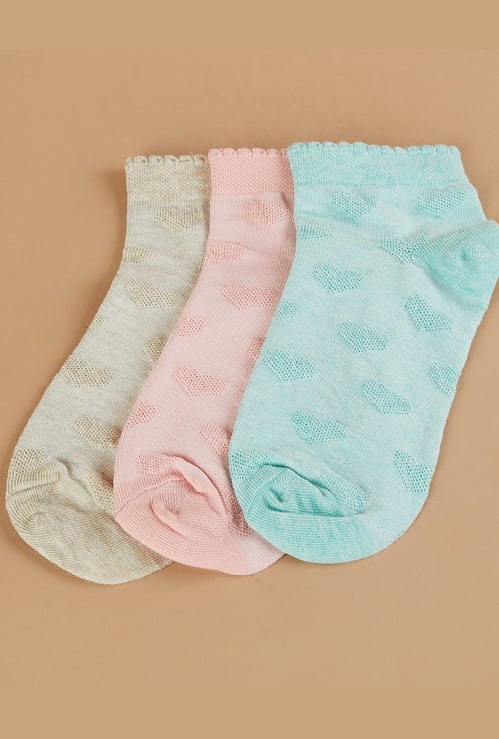 FAME FOREVER Girls Assorted Ankle Length Socks - Pack of 3