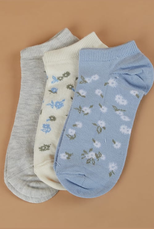GINGER Floral Patterned No Show Socks - Pack of 3