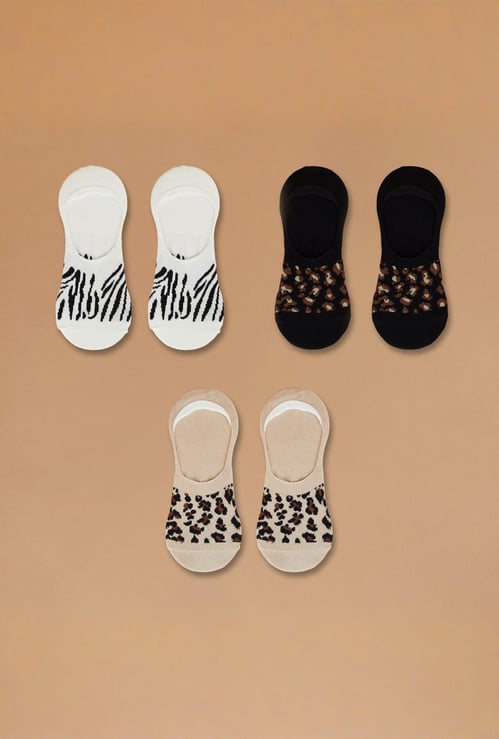 GINGER Animal Print No Show Socks - Pack of 3