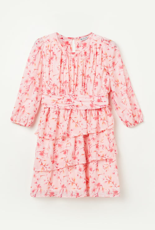 FAME FOREVER Girls Floral Print Layered Dress