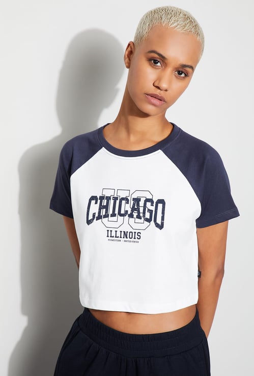 KAPPA Printed Raglan Sleeve Crop T-shirt