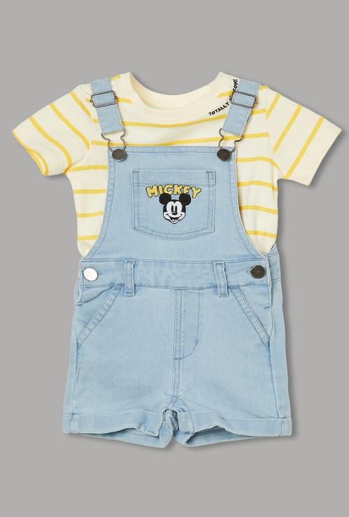 JUNIORS Boys Mickey Mouse Dungaree with T-shirt