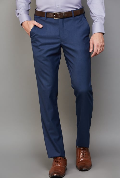 LOUIS PHILIPPE Solid Slim Straight Formal Trousers