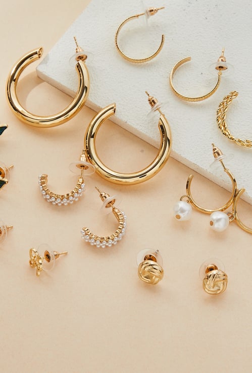 GINGER Assorted Hoop and Stud Earrings - Pack of 9