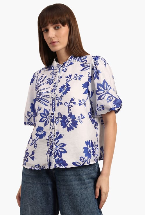 VERO MODA Floral Print Puffed Sleeve Top