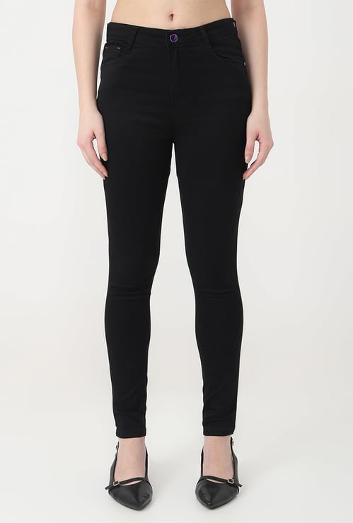 KRAUS Solid High Rise Skinny Fit Jeans
