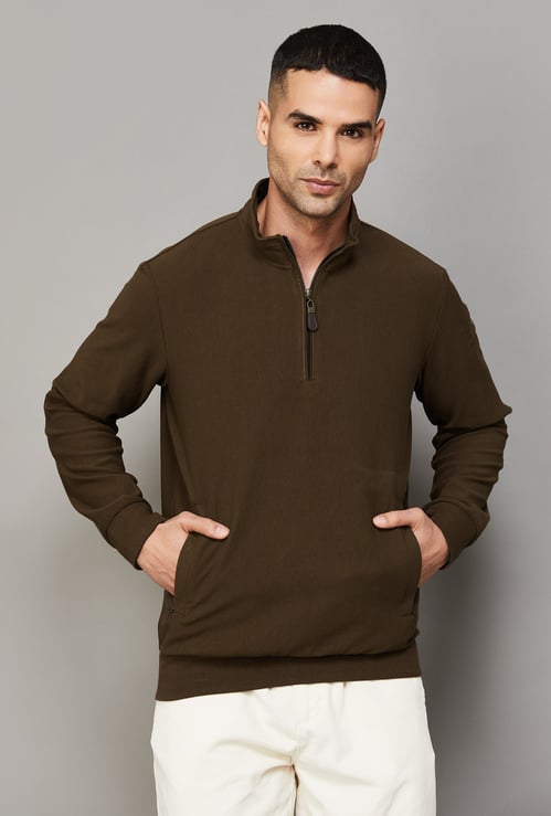 FAHRENHEIT Solid High Neck Sweatshirt