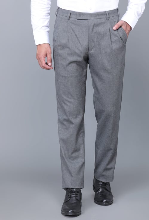 PARK AVENUE Solid Regular Fit Formal Trousers