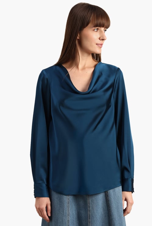 VERO MODA Solid Cowl Neck Top