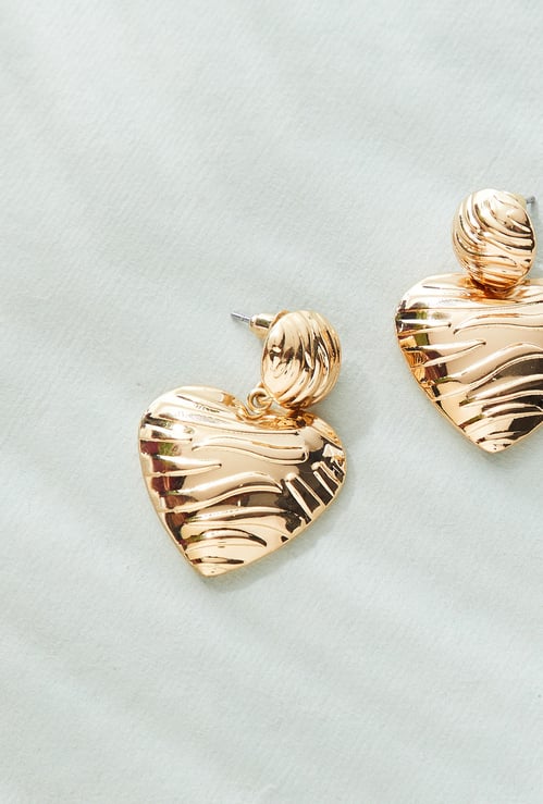 GINGER Textured Heart Drop Earrings