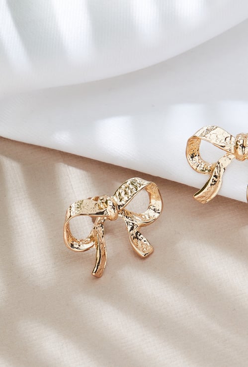 GINGER Textured Bow Stud Earrings