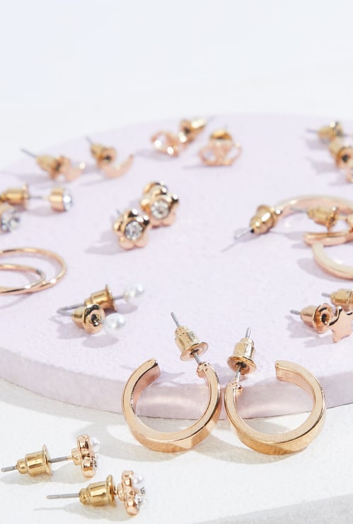 GINGER Assorted Hoop and Stud Earrings - Pack of 15
