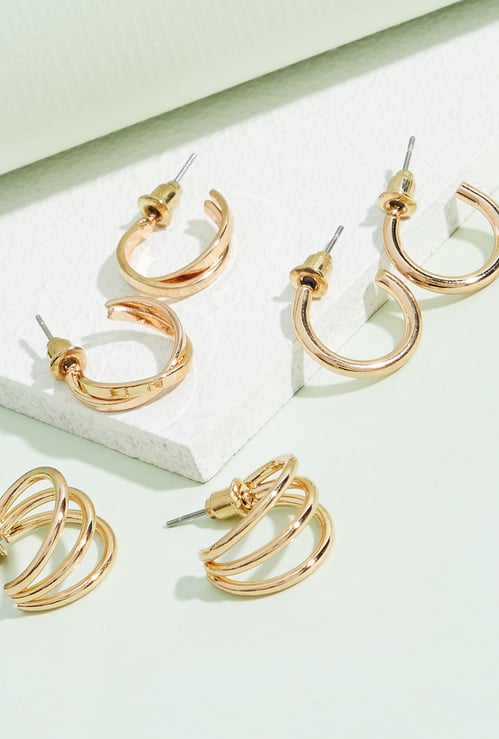 GINGER Assorted Half Hoop Earrings - Pack of 3