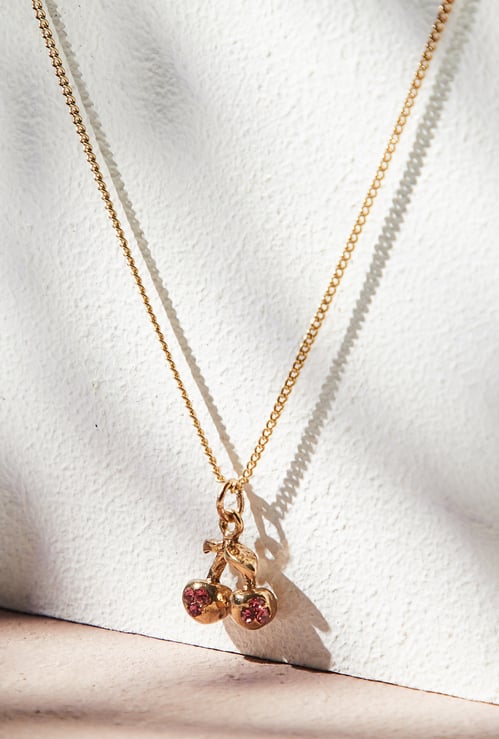 GINGER Cherry Embellished Pendant with Chain