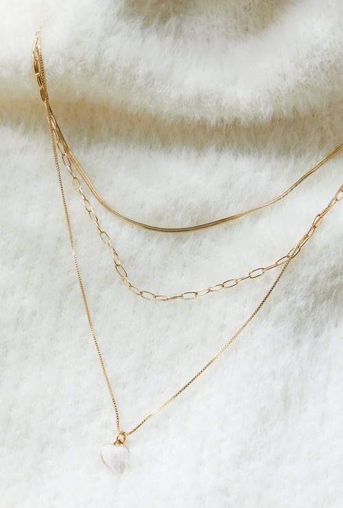 GINGER Layered Chain Necklace with Heart Pendant