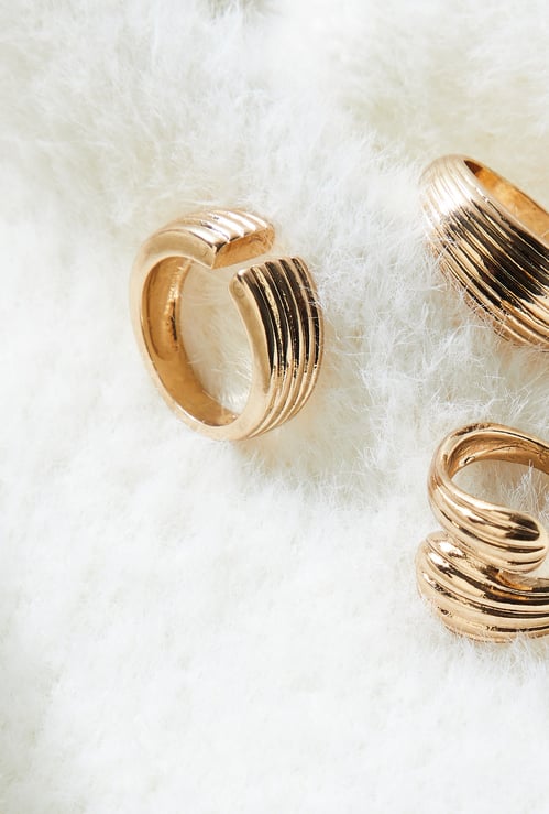GINGER Ribbed Finger Rings - Pack of 3