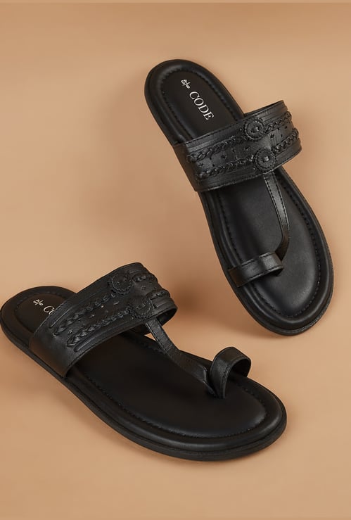 CODE Textured Toe-Ring Slippers