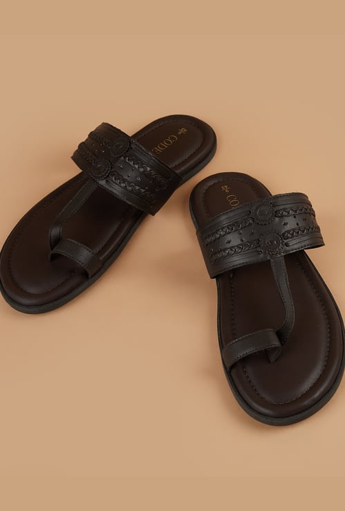 CODE Textured Toe-Ring Slippers