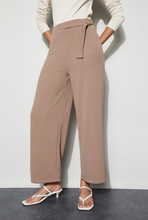 CODE Knit Belted Wide Leg Trousers