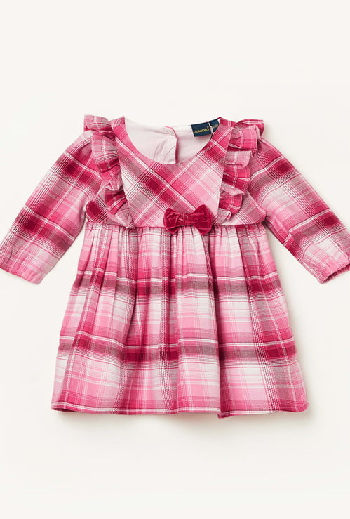 JUNIORS Girls Checked A-line Dress