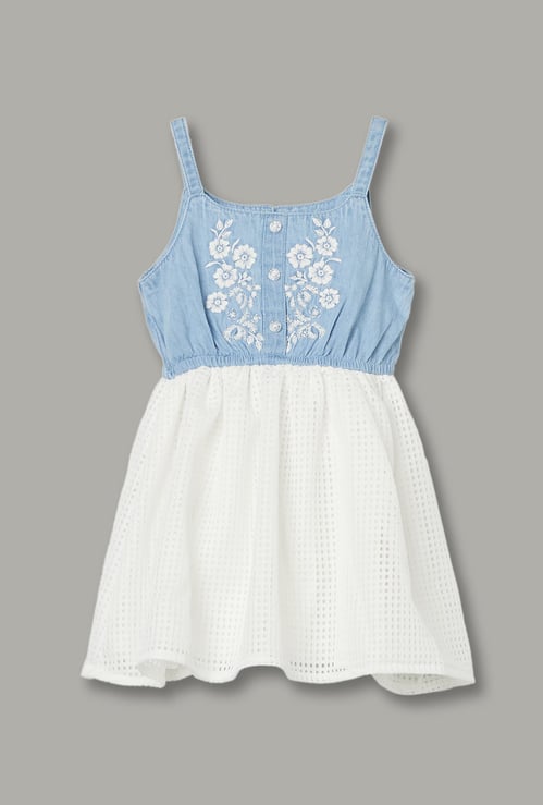 JUNIORS Girls Embroidered A-line Dress