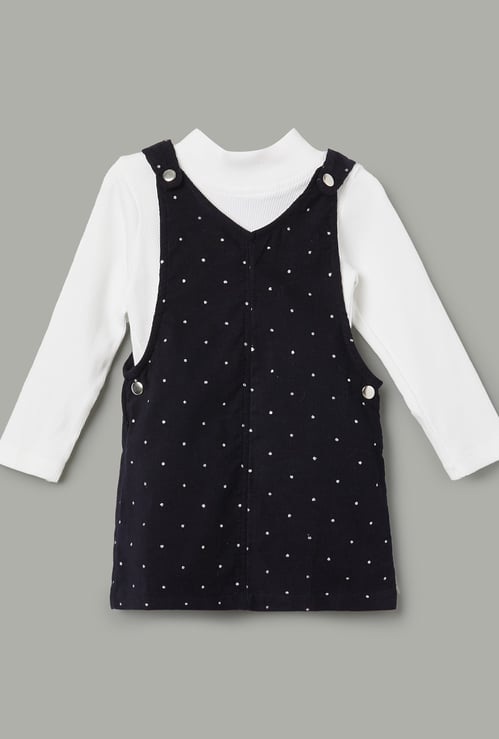 JUNIORS Embroidered Pinafore Dress with Top