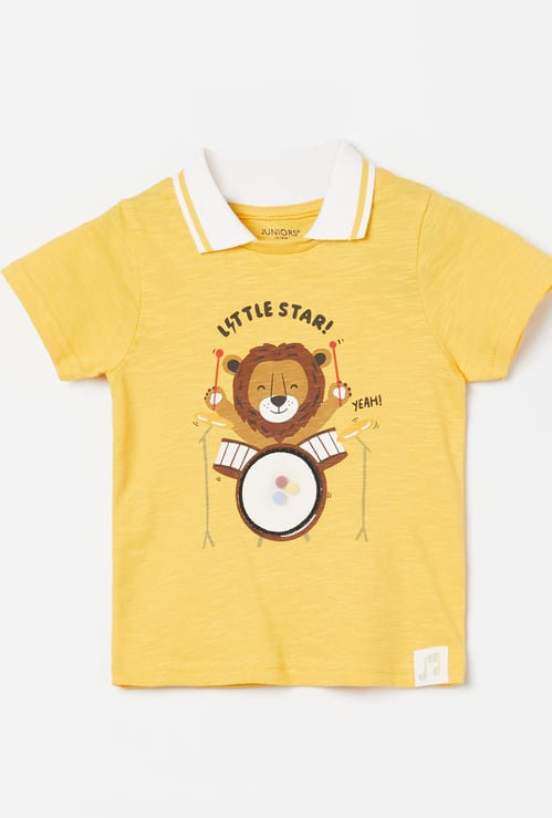 JUNIORS Boys Printed Johnny Collar T-shirt
